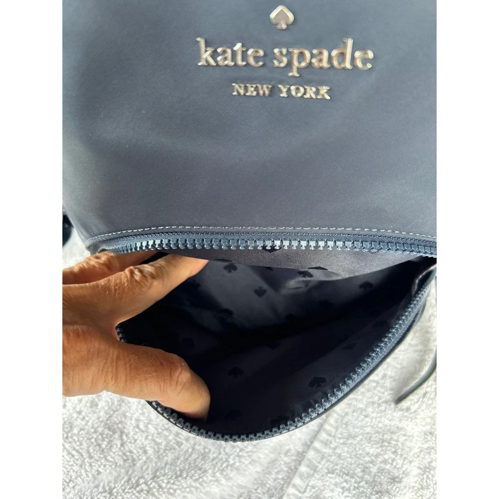 Kate Spade Karissa Nylon Medium Backpack Navy Blue Leather Trim School College